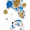 Sole fait partie des tableaux modernes de la série picturale Ad Astra. Dessin et Peinture avec pigments irisés or et argent sur papier coton 50% 360gr Fabriano. Dimensions 70x50. Création de l'artiste peintre contemporain Alessandra Vioti-Gilabert