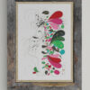 Mise en scéne de l'œuvre originale certifiée pièce unique Forest Wind. Peinture Acrylique avec pigments irisés or et argent. C'est un tableau moderne avec des couleurs vives bleu foncé, or et Argent.