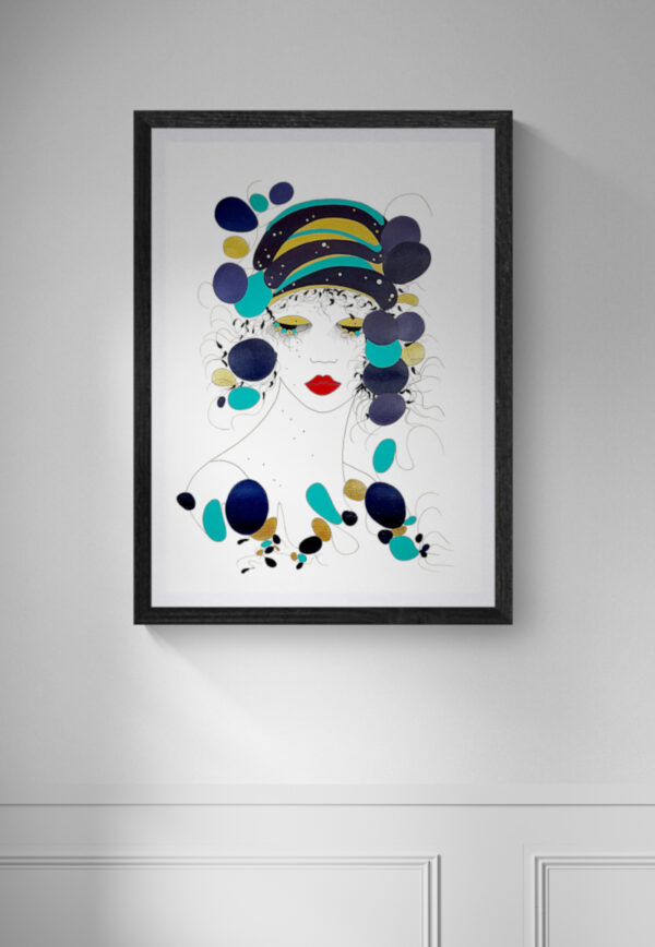 Mise en scéne de l'œuvre d'art Acqua Viva de la série picturale Acqua qui fait partie de la collection des tableaux modernes de l'artiste peintre Contemporain Alessandra Viotti-Gilabert.