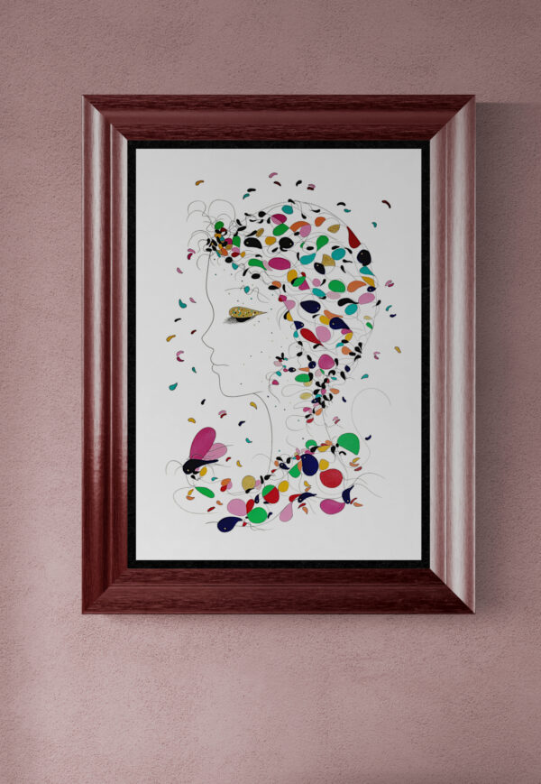 L'œuvre originale certifiée pièce unique Spring. C'est un tableau moderne aux couleurs vives multiple : du bleu, noir,vert, rouge, etc..