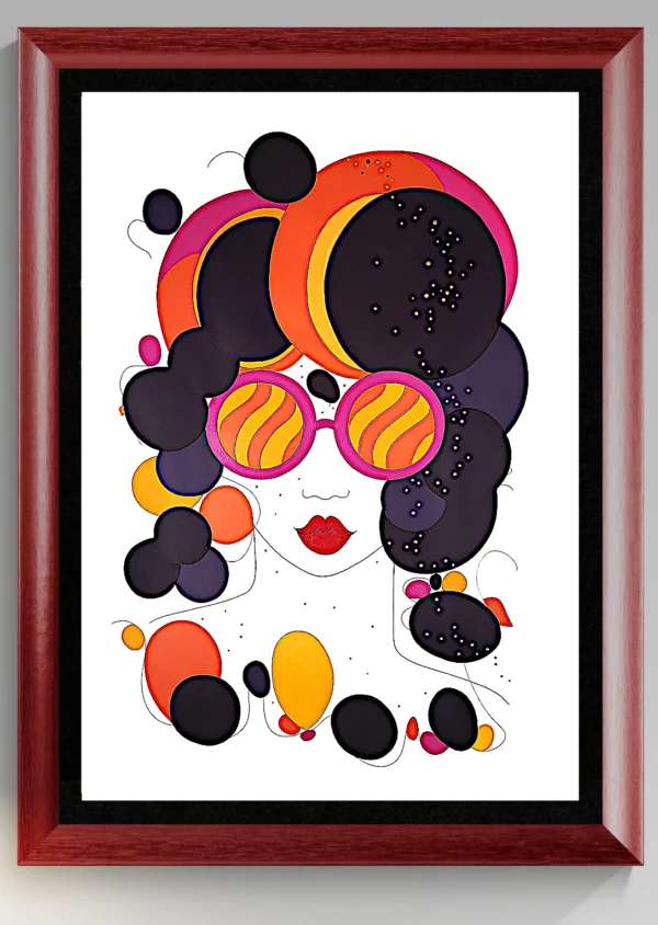 Tableau Pop Sumer 70x100cm avec un cadre en bois de 5 cm baguettes arrondies.